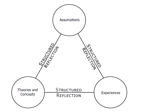 Sturctured Reflection Triangle comprising Assumptions, Theories, and Experiences