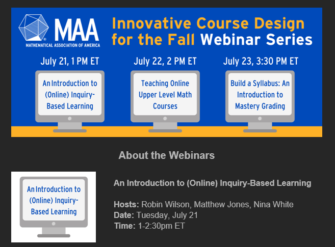an invitation adverstisement to take part in a webinar on course design.