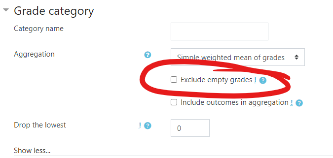 uncheck the Exclude empty grades checkbox