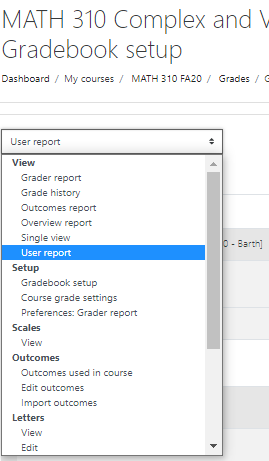select user report from the dropdown menu